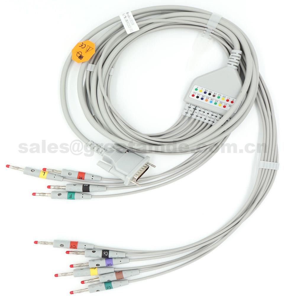 EC010A schiller EKG snúru, IEC, DB15M Banana 4.0, AT-1, Notkun með Schiller AT-102, CS-200, EC010A schiller EKG cable , IEC, DB15M Banana 4.0 , AT-1 ,Use with Schiller AT-102, CS-200,