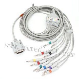 10-Lead EKG Cable Leadwires Samhæft við Nihon Kohden AHA