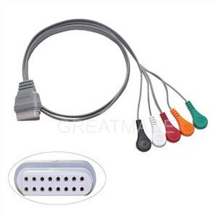 Holter Upptökutæki EKG Sjúklingakaðall 16 Pinna 5 Leiðir Snap 4.0 IEC Standard Samhæft fyrir Edan Holter Upptökuvél SE-2003 2012